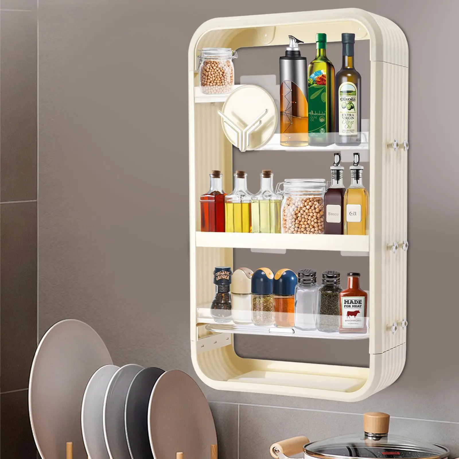 Jaygovan 4 Tier Makeup Organizer Bathroom Storage Organizer Wall Mounted for Vanity Perfume Organizers Hangable Cosmetic Organiz