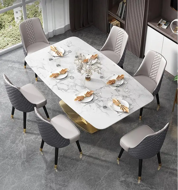

Postmodern Nordic Style Dining Tables Luxury Leather Backrest Stools Solid Wood Hotel Furniture for Casual Restaurants Simple