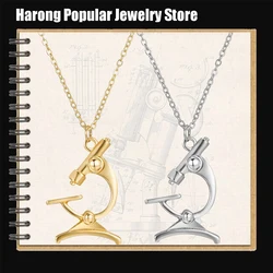 Harong Biology Microscope Pendant Necklace Science Jewelry Gift for Women Men Friends Biologist