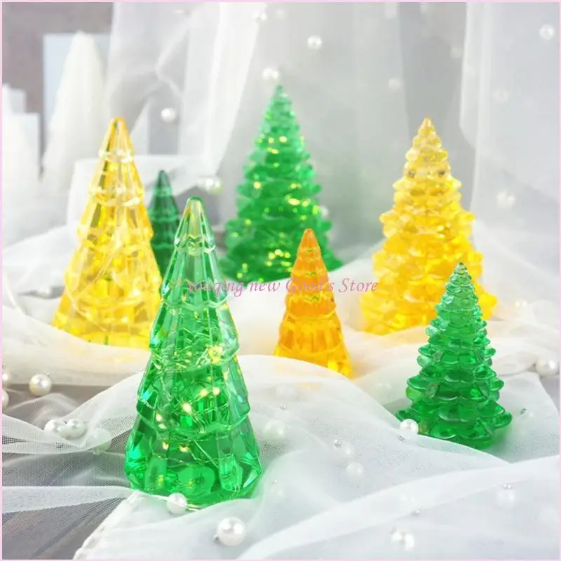 57QA Xmas Tree Silicone Mold DIY Crafts Resin Mold Night Light Table Ornament Mold