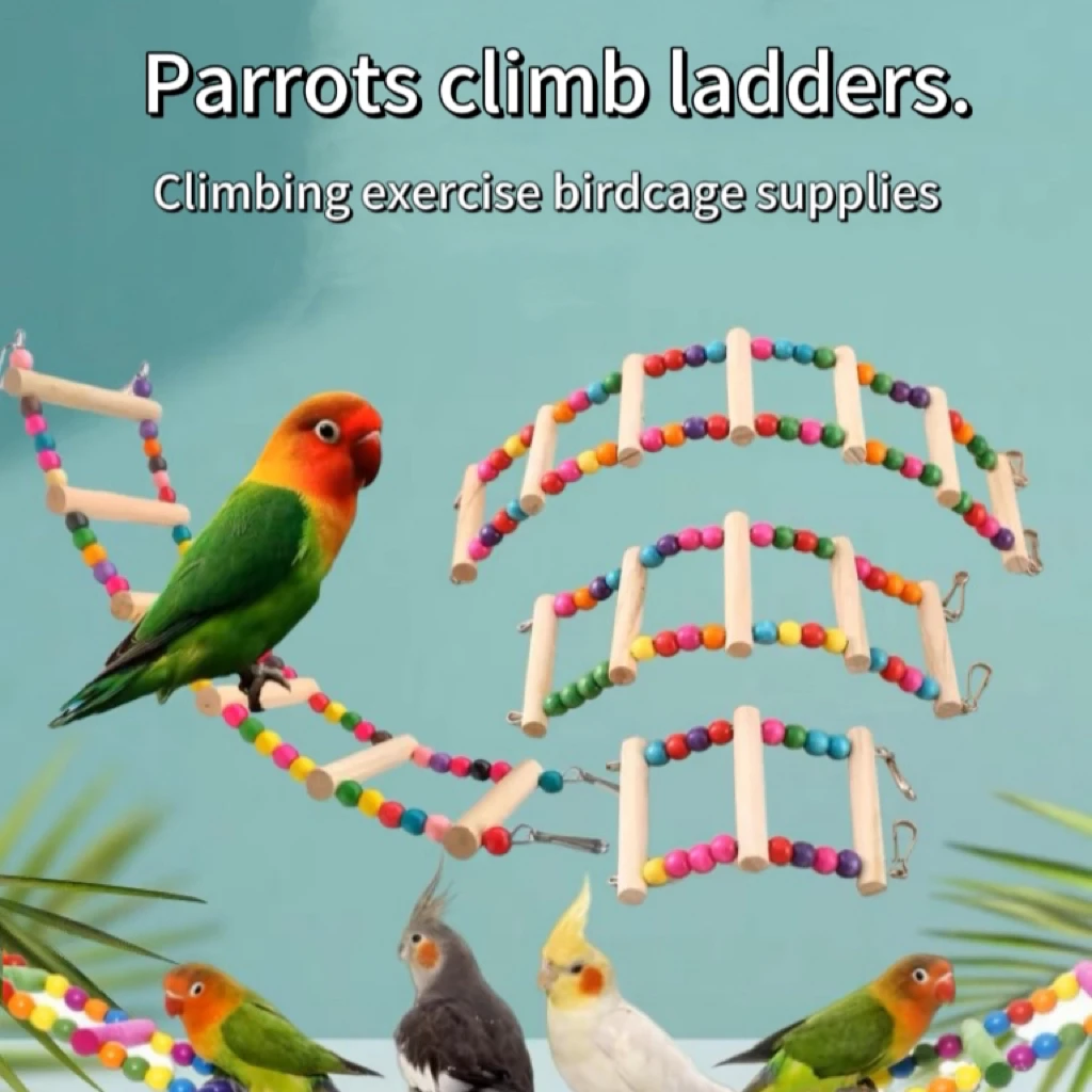 

Bird parrot toy Log cage climbing ladder Natural wooden parrot bridge swing toy bird toy supplies