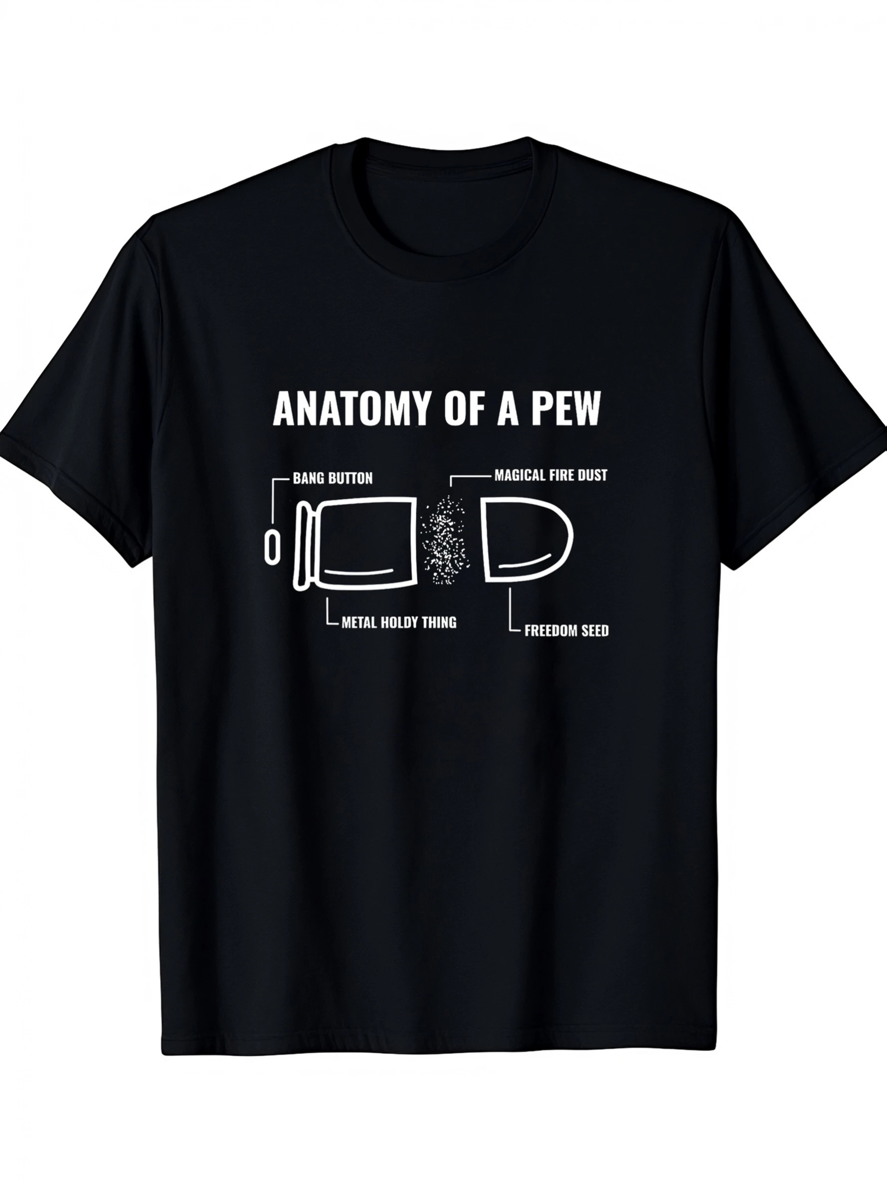 Black Gun Anatomy T-shirt - Gun Illustration Theme Clothing with 