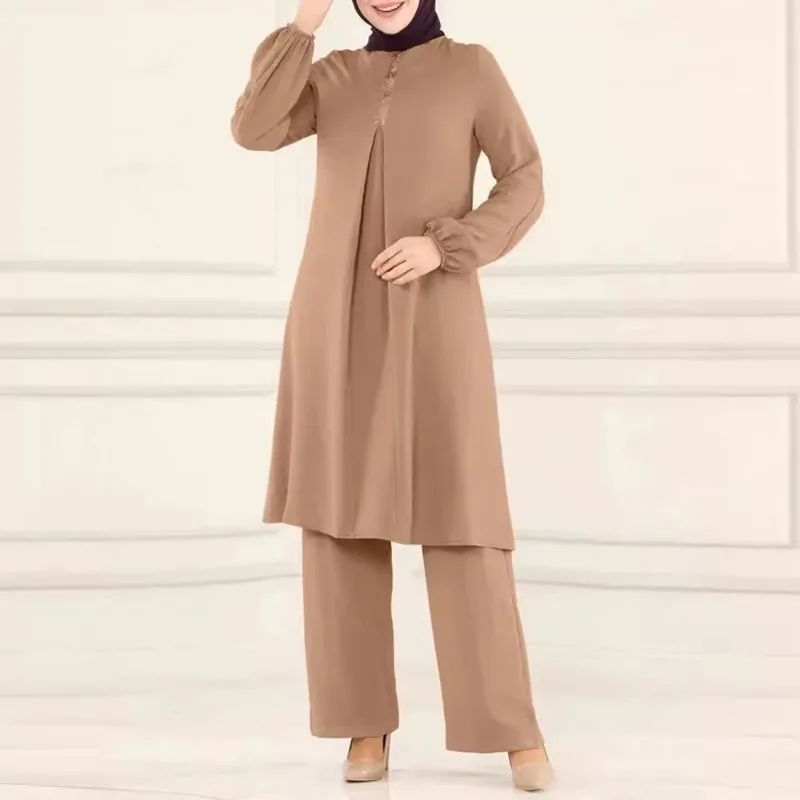 

Muslim Women Abaya Dress Long Sleeve with Sequins Middle East Fashion Spring Autumn Outfit