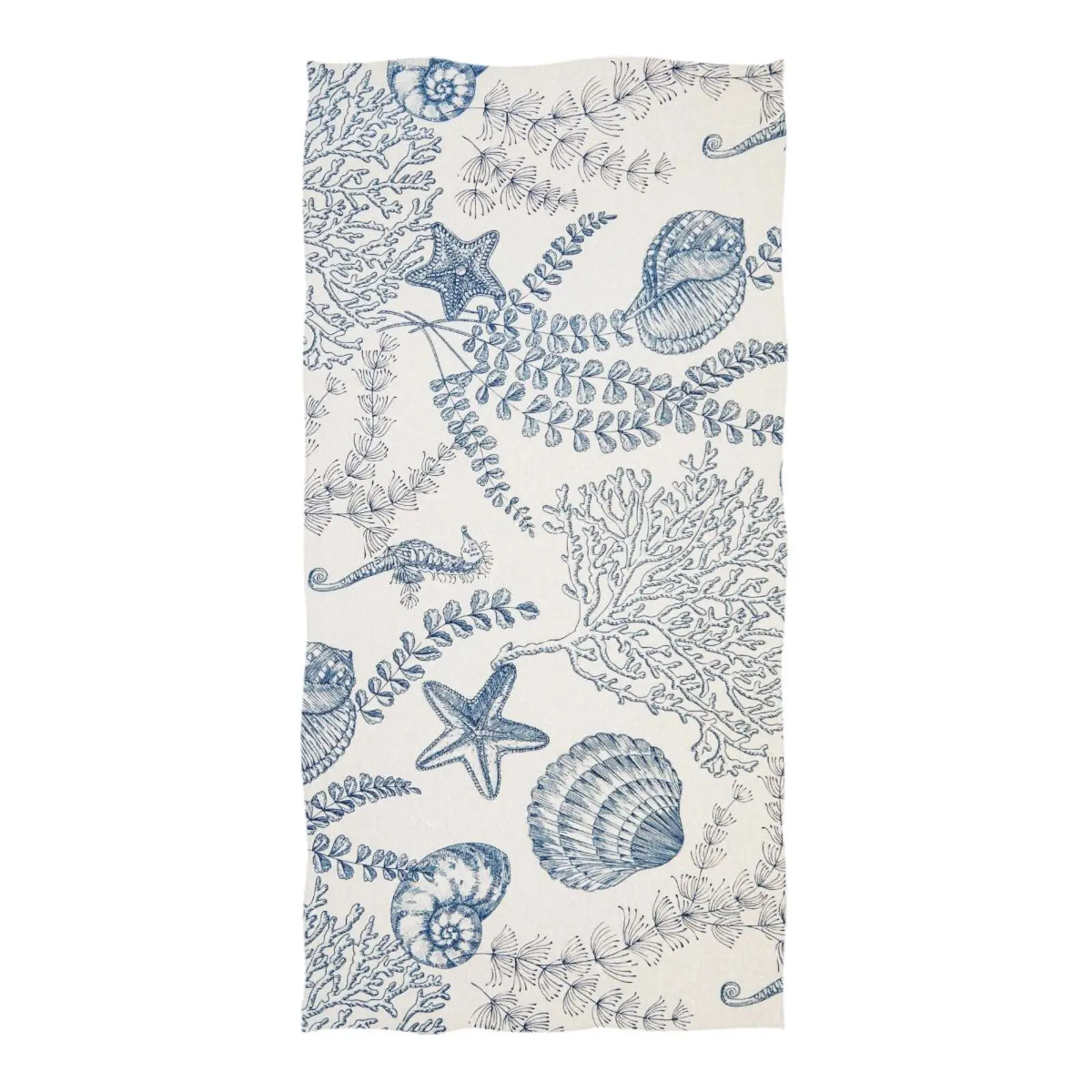 Ocean shells starfishprinted beach towell Absorbent  Swimming  Easy to carryBeach towelsLight breathable absorbent,comfortable