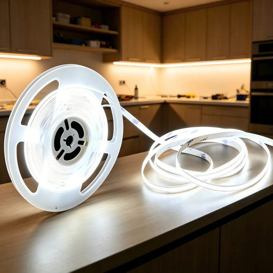 

LED Cabinet Light DC 12V 24V COB LED Strip 320Leds/M High Density RA90 Flexible Ribbon Rope LED Light Shelf Pantry Showcase