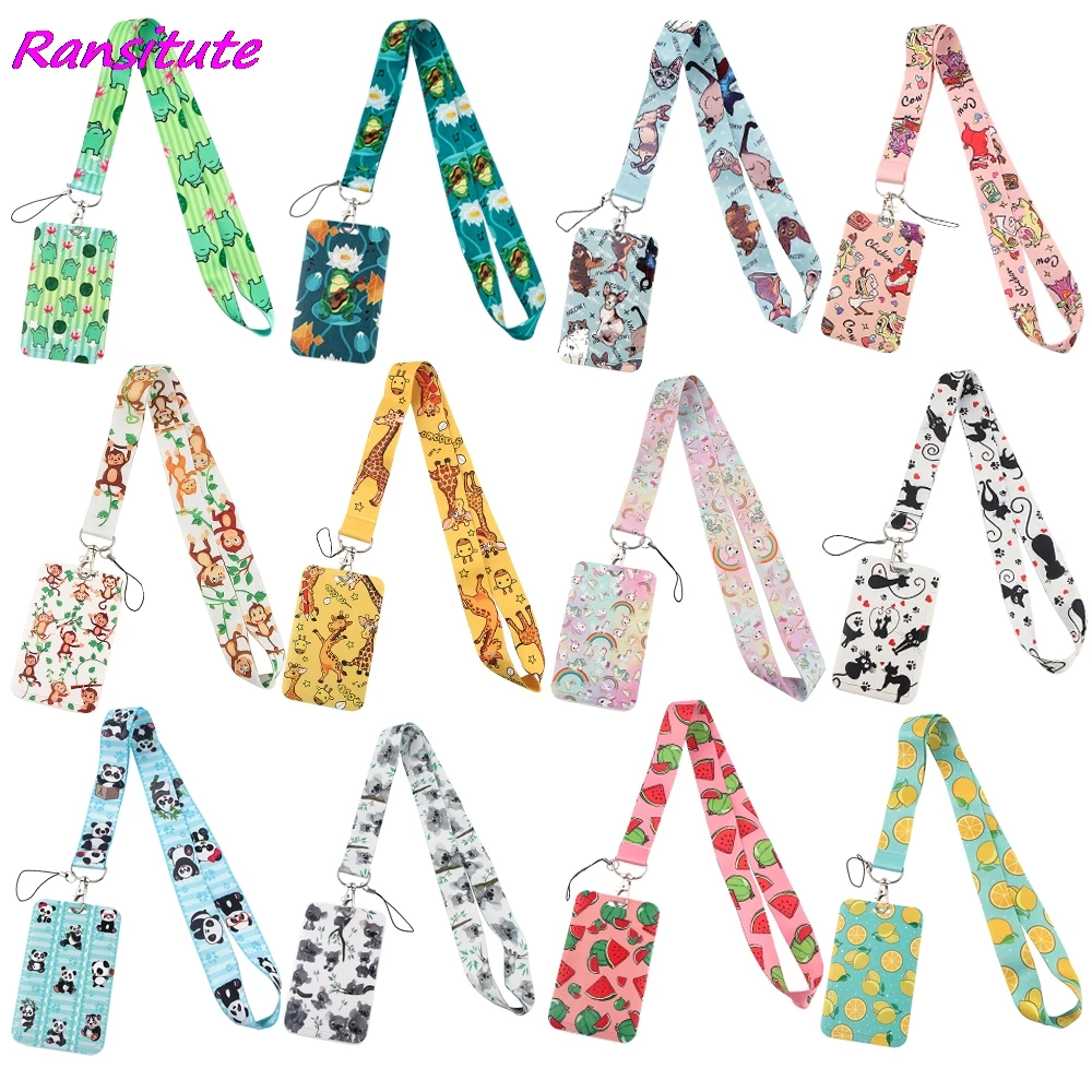 

Ransitute R1874 Animals Frog Cat Bank Credit Card Holder Wallet Bus ID Name Work Card Holder Student Card Cover Business Card