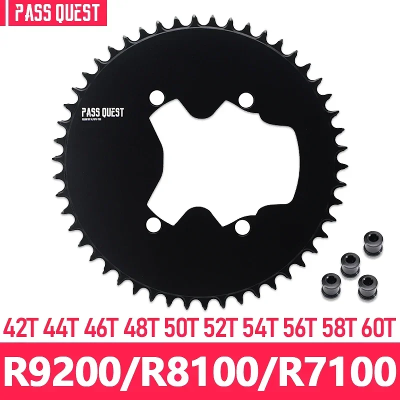 PASS QUEST 110BCD Chainring for SHIMANO 105 R9200 R8100 R7100 Crank 110 Bcd 4 Bolt Chainring Narrow Wide 42T-60T Road Bike