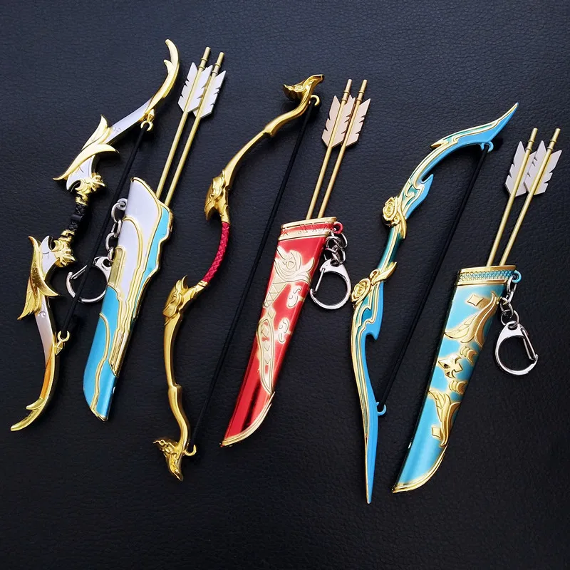 

18CM Genshin Impact Game Peripheral Keychain Merch Galo Bow Arrow Weapon Model Anime Cosplay props Toy Souvenirs Box Package