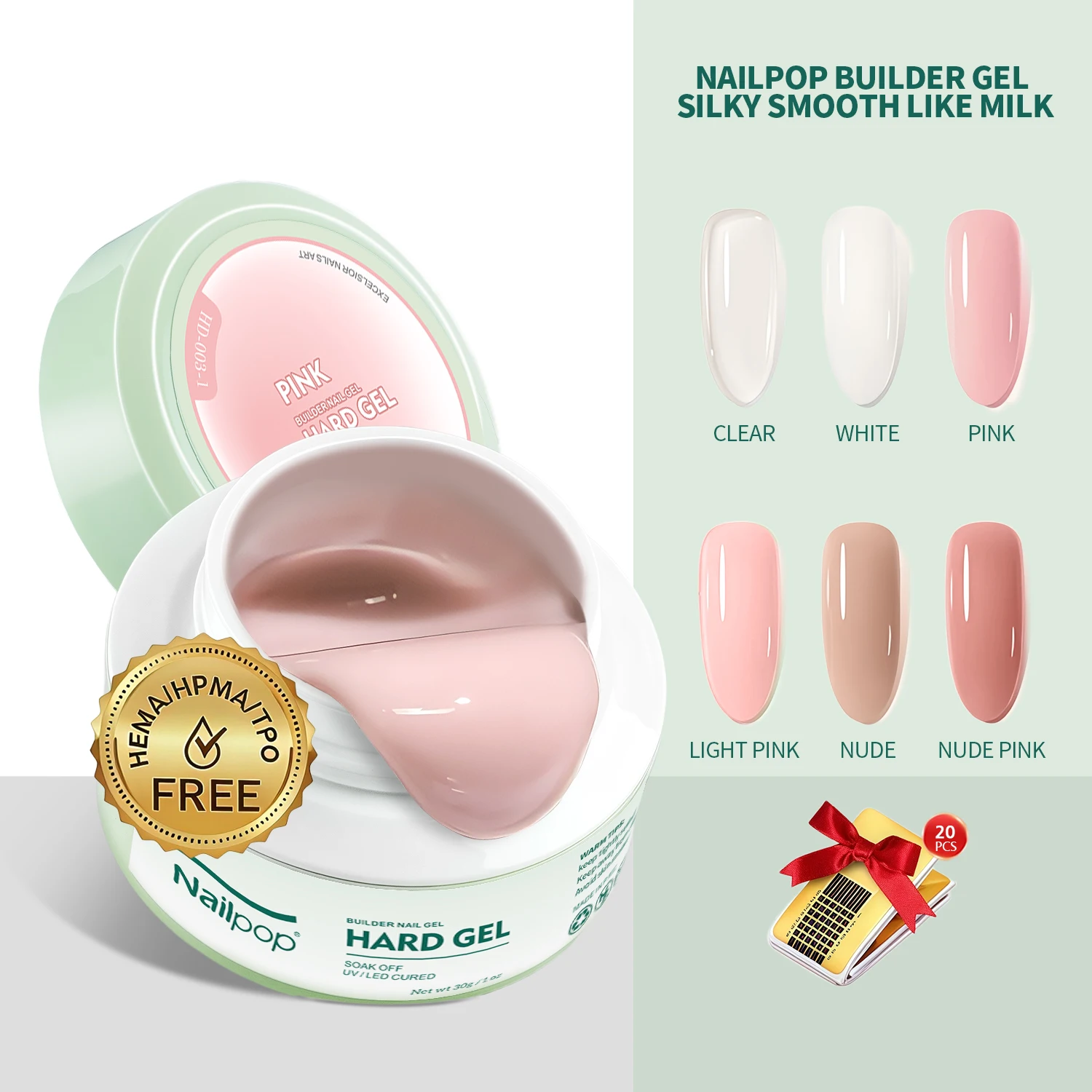 

Nailpop Constructive Extension Gel 30g for Nail Extension Reinforcement False Nail TipMilky white/smooth/clear/pink fast drying