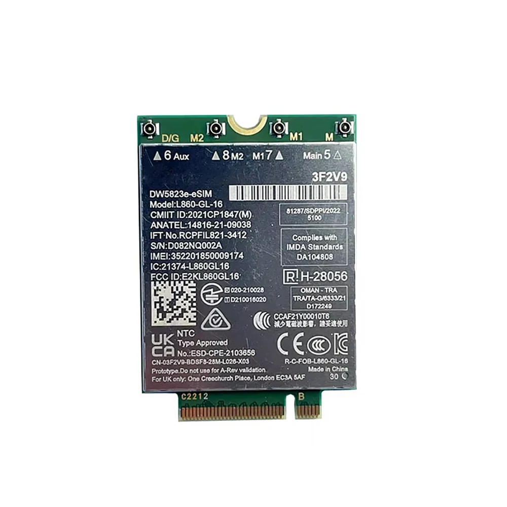 L860-GL-16 DW5823e-eSIM LTE Cat16 Module 7560R+ XMM WWAN Card For Latitude 3440 3540 5340 5540 7340 Precision 3580 3581 Laptop