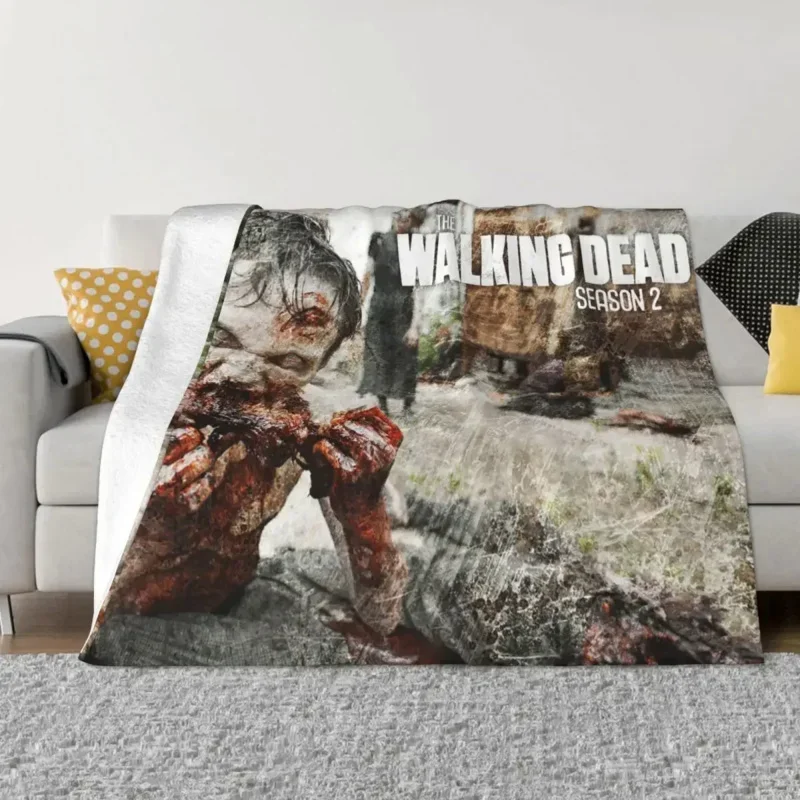 Horror Zombie Cover The Walking Dead Wool Throw Blanket Home Couch Printed Ultra-Soft Warm Bedspread