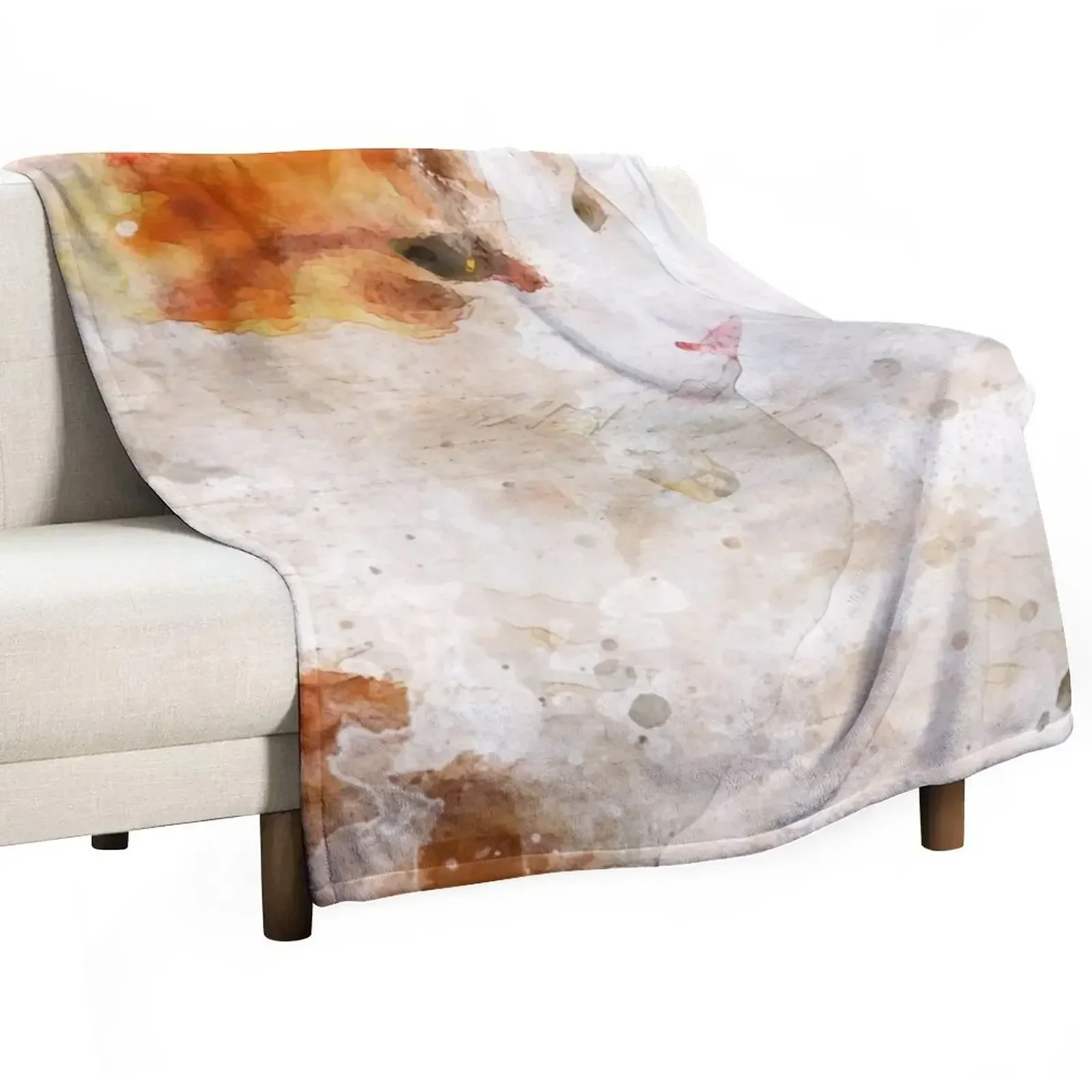 Ginger cat watercolor Throw Blanket Picnic christmas decoration For Baby Blankets