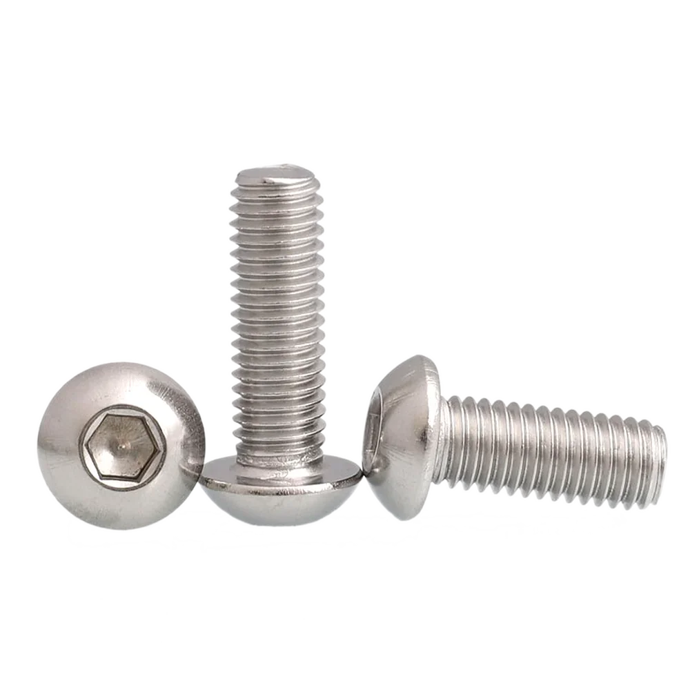 100pcs Mushroom Half Round Head Screw M2 M2.5 Allen Bolt Hexagon Socket Hex Head Bolt GB70.2 A2 304 Stainless Steel  L=4-10mm