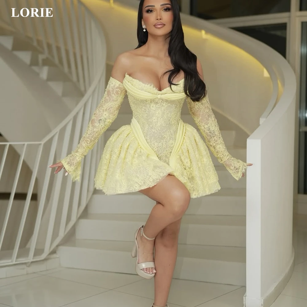 

LORIE Exquisite Lace Floral Print Evening Dress Sexy Pleated Low Cut-Out Party Gowns Draped Mini Ball Prom Dress 2026 Customized