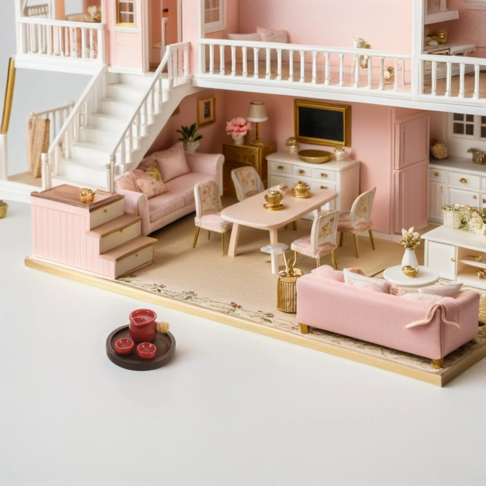 

6Sets Micro Scale Tea Set Miniature Kitchen Accessories Mini Tea Party Cups Plates Dollhouse Dining Decoration