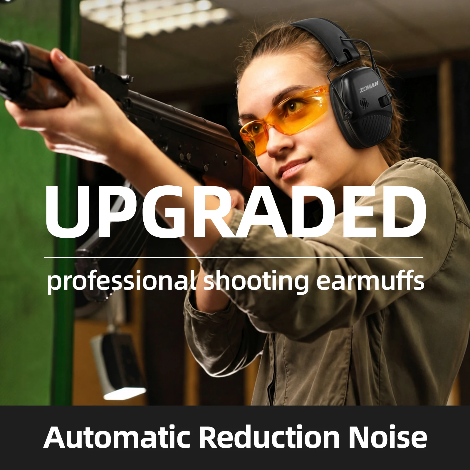 ZOHAN Electronic Hearing Protection Earmuffs, Sound Amplification & Anti-Noise Shooting Ear Defender for Hunting, Shooting, Rang