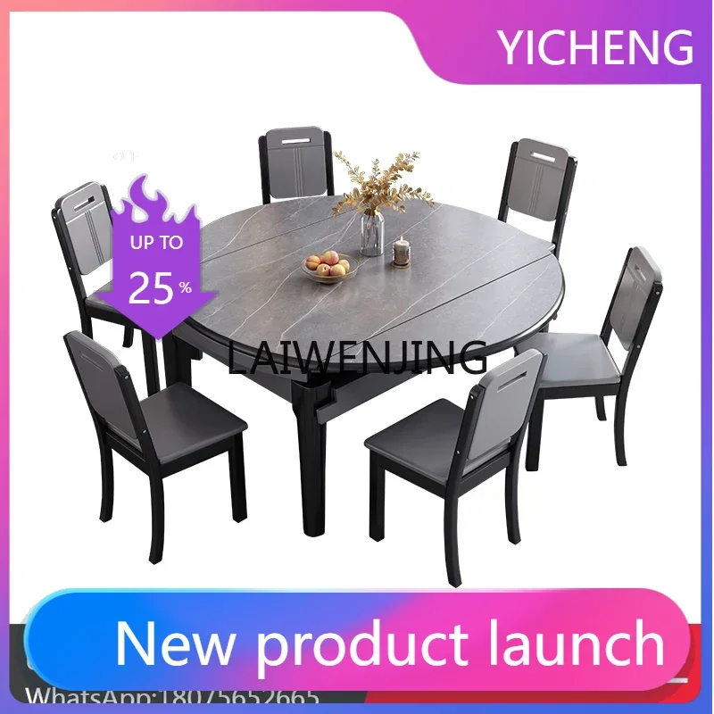 

LYY modern simple light luxury rock slab folding dining table household small apartment solid wood dining table