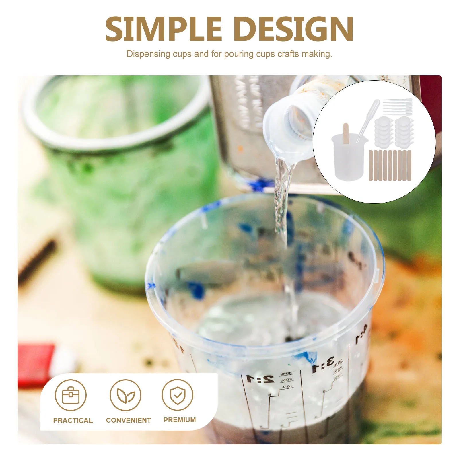 

1Set Epoxy Resin Mixing Cups Kit Measuring Cups Sticks Tools for DIY Jewelry Craft Casting Supplies Epoxy Resin Tools