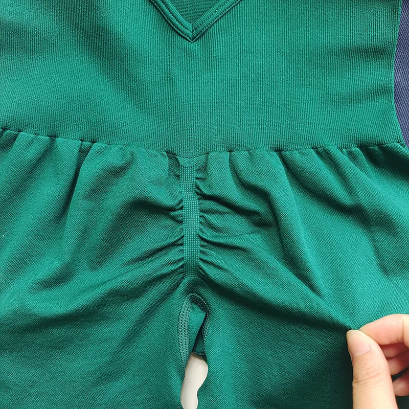 Sexy Nahtloser Pfirsich-Hüft-Yoga-Jumpsuit - Schnelltrocknend, Dehnbares Strickmaterial, Herausnehmbare Polster, Gestreiftes Design, Schlanke Passform für Frauen – Detail 11
