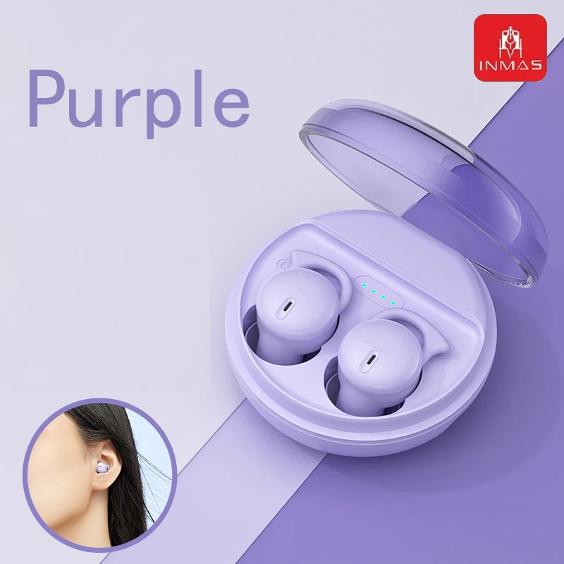 INMAS Q26 ENC Mini Portable Wireless Headsets Bluetooth In-Ear Earphone Noise Reduction Earbud Invisible Sleep Headphones HD Mic