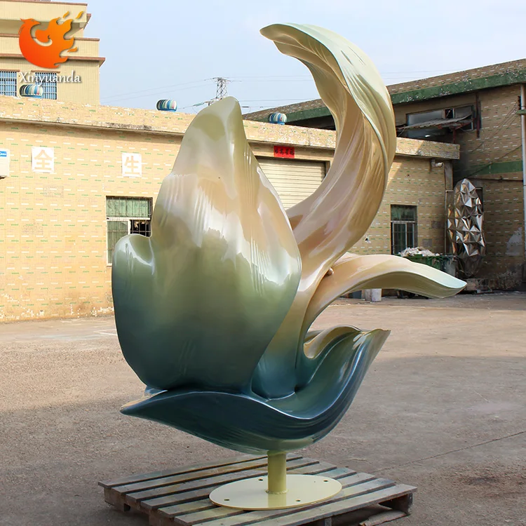Custom Large Outdoor Stainless Steel Flower Sculptures Electroplated Abstract Art Decorations for Garden Landscape