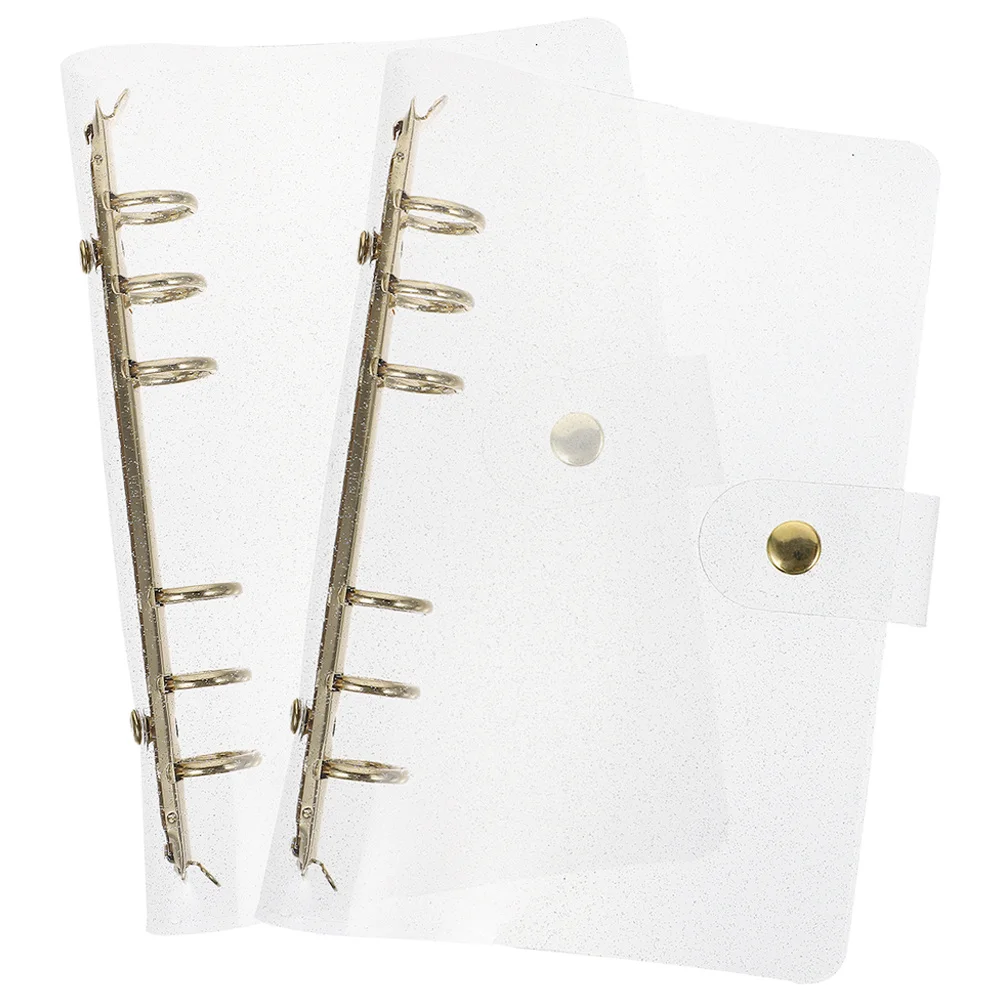 2 قطعة غطاء المفاجئة زر شفاف إعادة الملء دفتر قذيفة بولي كلوريد الفينيل حلقة الموثق لمكتب التموين منظم وثائق قابل للتعديل