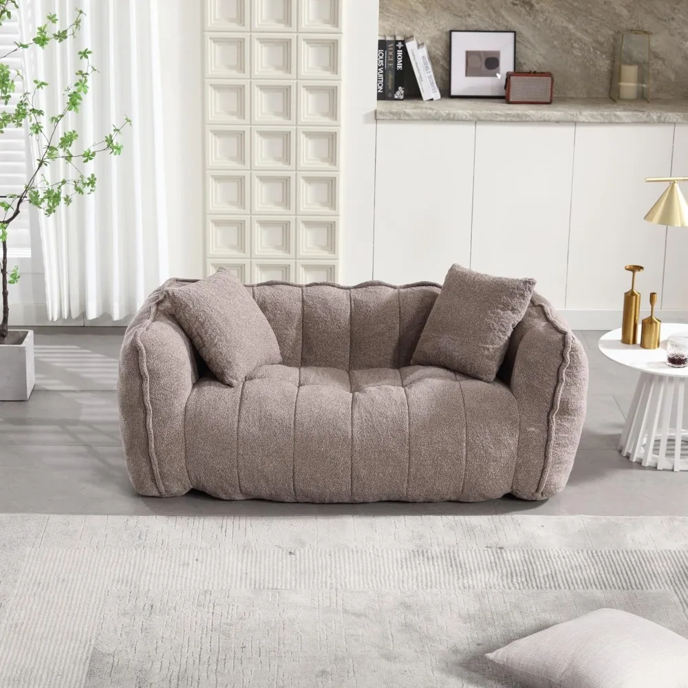 Twin Size Bean Bag Chairs Sofa, Giant Bean Bag Couch for Adults, Memory Foam Filled Loveseat Bean Bag Sofa, Comfy Lazy Sofa Chai