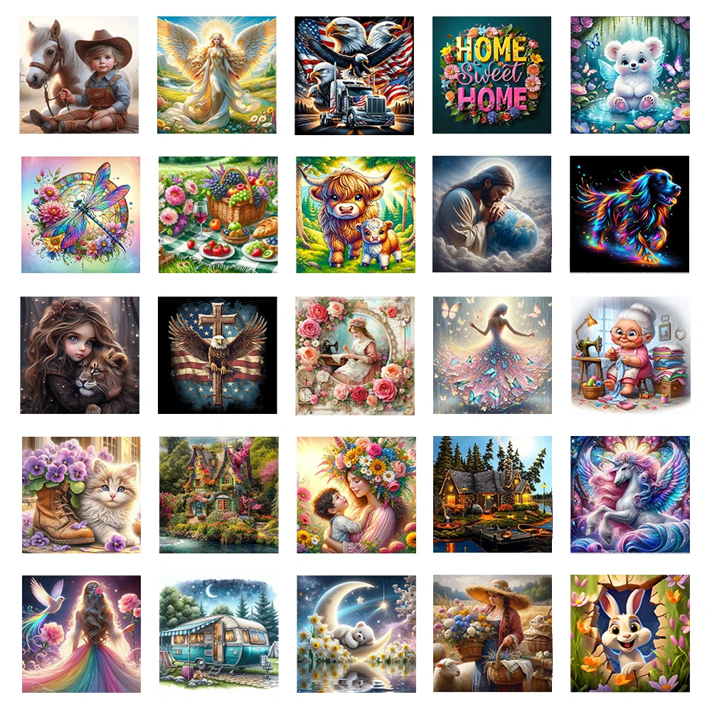 

25/12pcs 5D DIY Full Round Drill Diamond Painting Animal Cartoon Figure Art Mosaic Needlework Full Kits for Home 30x30cm/30x40cm