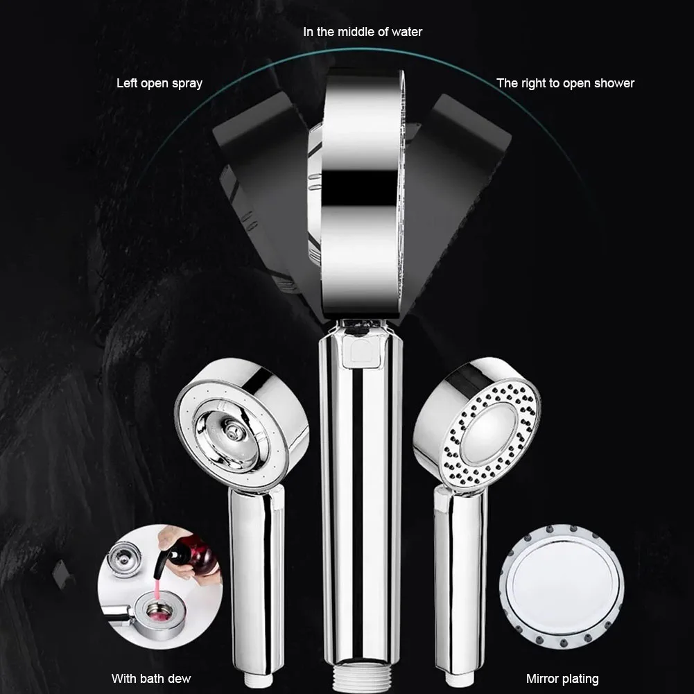 Double-sided Dual Function Shower Head Water Saving Round ABS Booster Bathroom Shower Accessories Handheld Hand Shower Head