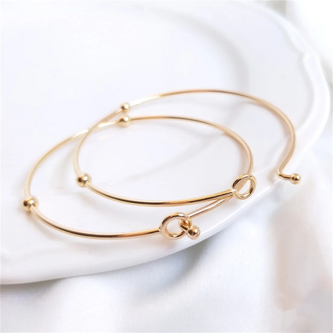 14K Copper Wrapped Gold Bracelet Simple Fashion Bead Ring Bracelet Diy Handmade Jewelry Bracelet B721