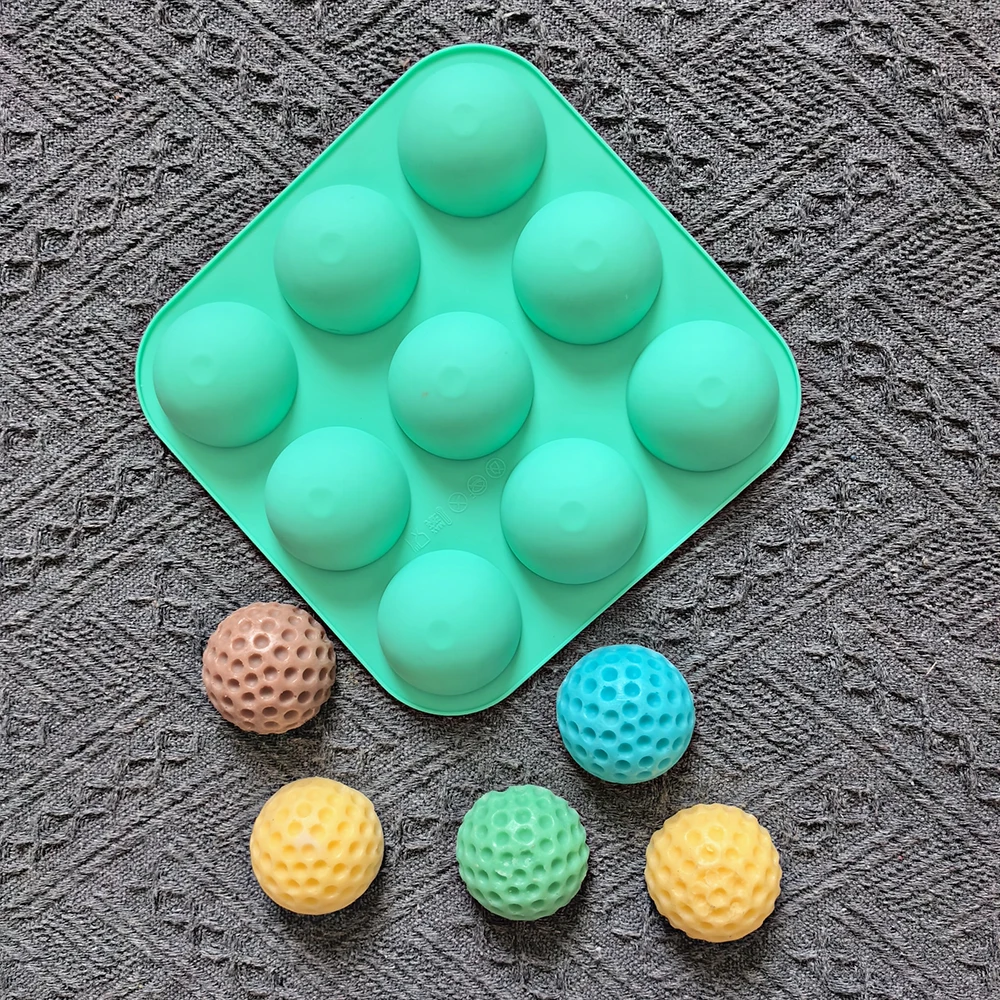 

1pc 9-hole golf ball shaped chocolate biscuit cake silicone mold, used for DIY ice cubes, mousse cakes, baking pans