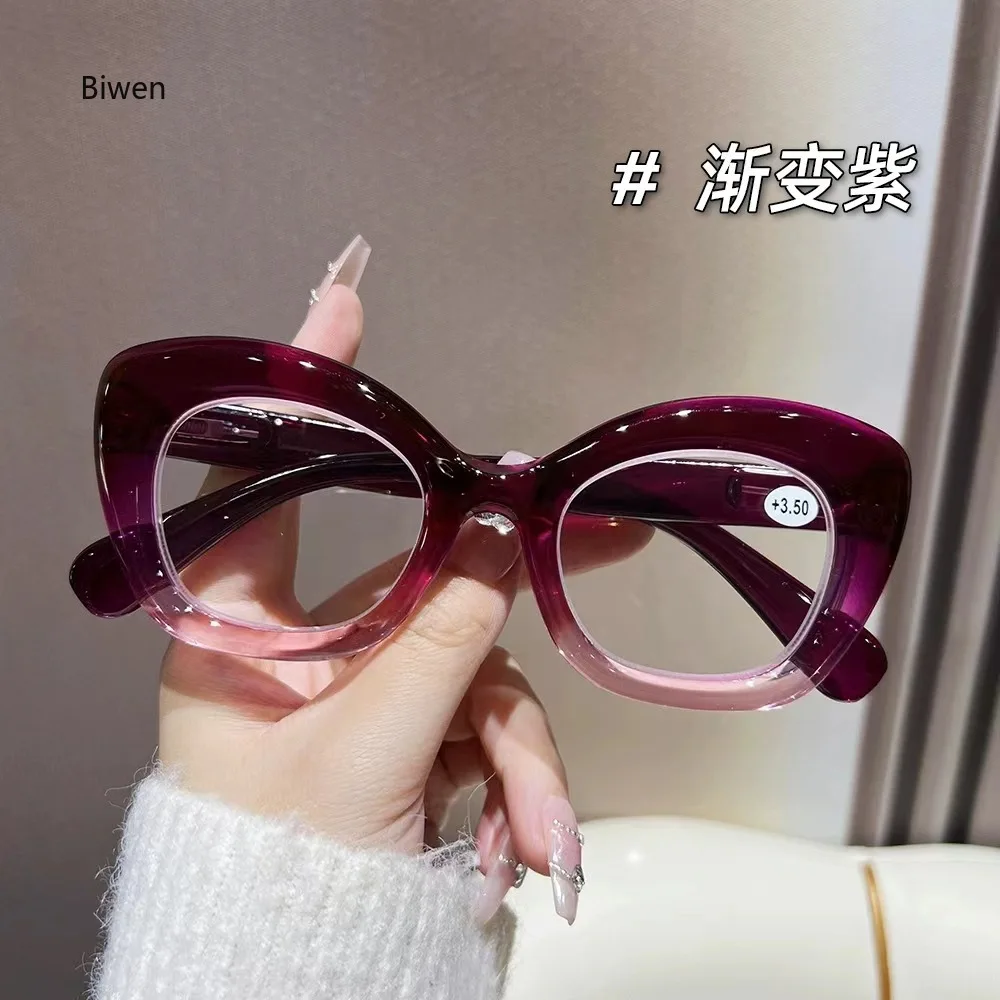 Trendy Cat's Eye Presbyopia Glasses Personalized Elderly Reading Glasses Fashionable Leopard Anti Blue Light Far Sight Glasses