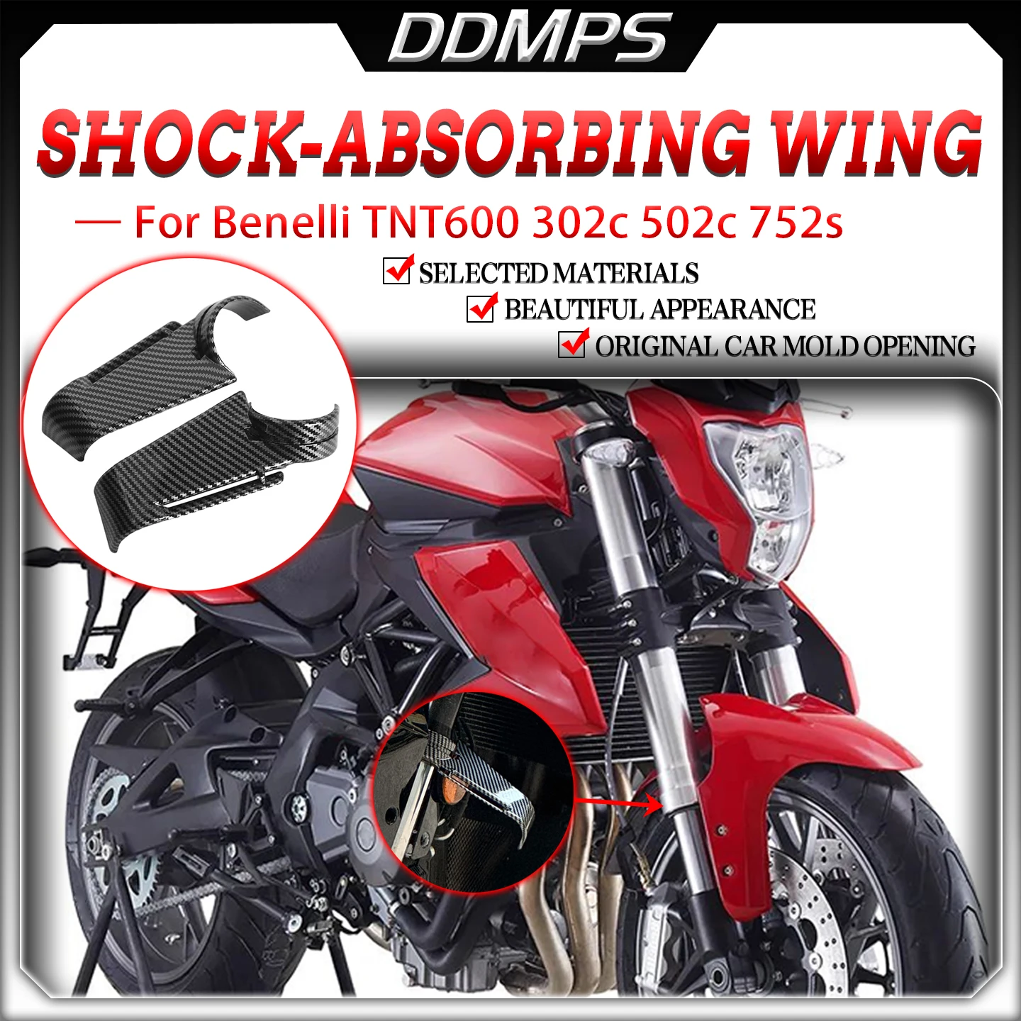For Benelli TNT600 302C 502C 752S Motorcycle Shock Absorption Fixed Winglet Decorative Spoiler Modified Fixed Wind Wings