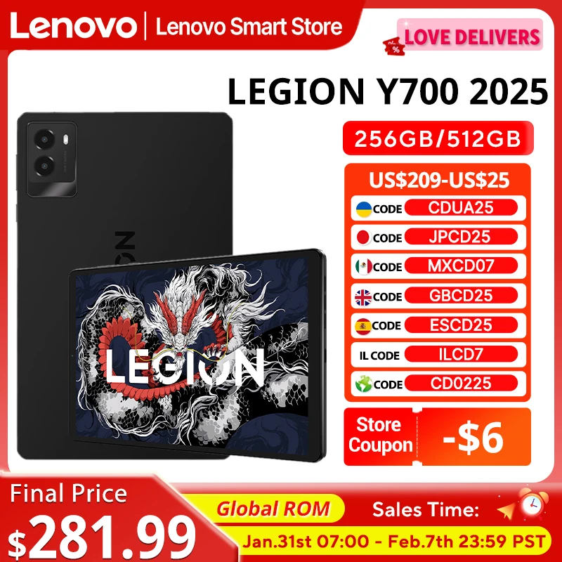 Lenovo LEGION Y700 2025 Tablet Global ROM Snapdragon 8 Gen 3 Octa Core 8.8 Inch 165Hz Display Android 6550mAh Pad PC
