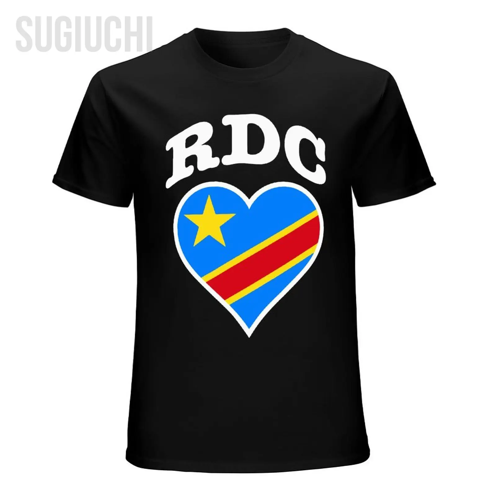 Congolese Flag Africa Democratic Republic Of Congo Heart-Shaped Tshirt Tees T Shirts Men T-Shirt Women Boys Cotton Unisex