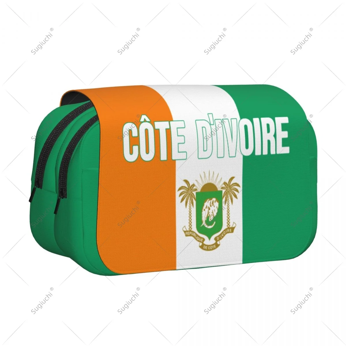 

Pencil Case Scissors Bags 3D Cote D'Ivoire Flag Double-layer Oxford Cloth Stationery Storage Pen Box Case