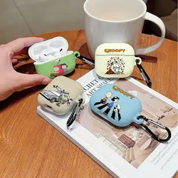 Cute Funny S-Snoopys Shockproof Protective Glossy HD Hard PC Earphone Cover Case For AirPods 1 2 3 4 Pro Pro2 with Metal Hook