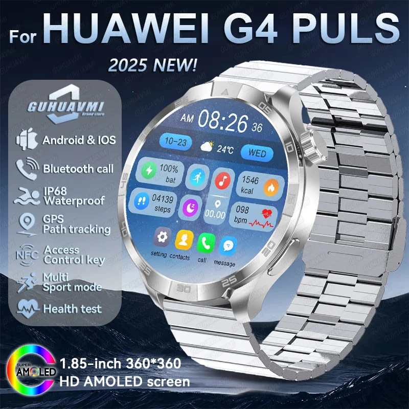 

2025Новый 1,85-дюймовый AMOLED-экран, спортивные умные часы, GPS-трека, компас, IP68, водонепроницаемые, пульсометр, Bluetooth-вызов, фитнес-умные часы для мужчин