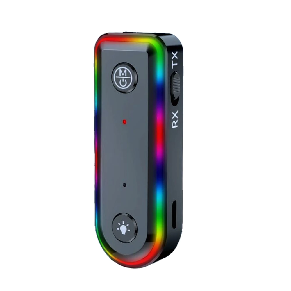 Colorful Wireless Bluetooth 5.3 Receiver Car Music Audio Adapter 3.5Mm Aux Jack Rechargeable Receiver Transmitter