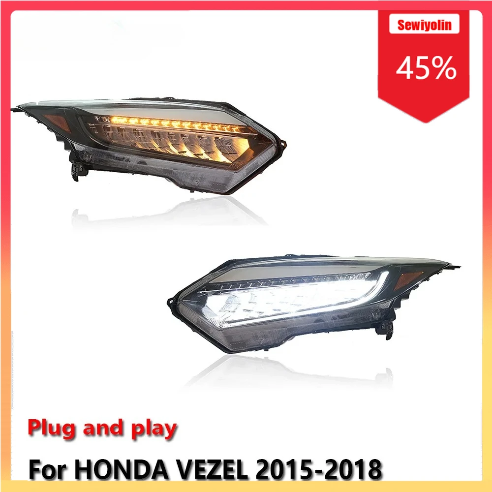 

Автомобильные светодиодные фары, автомобильные детали для HONDA VEZEL 2015-2018, противотуманные фары DRL, стоп-сигнал поворота, лампа Plug and Play