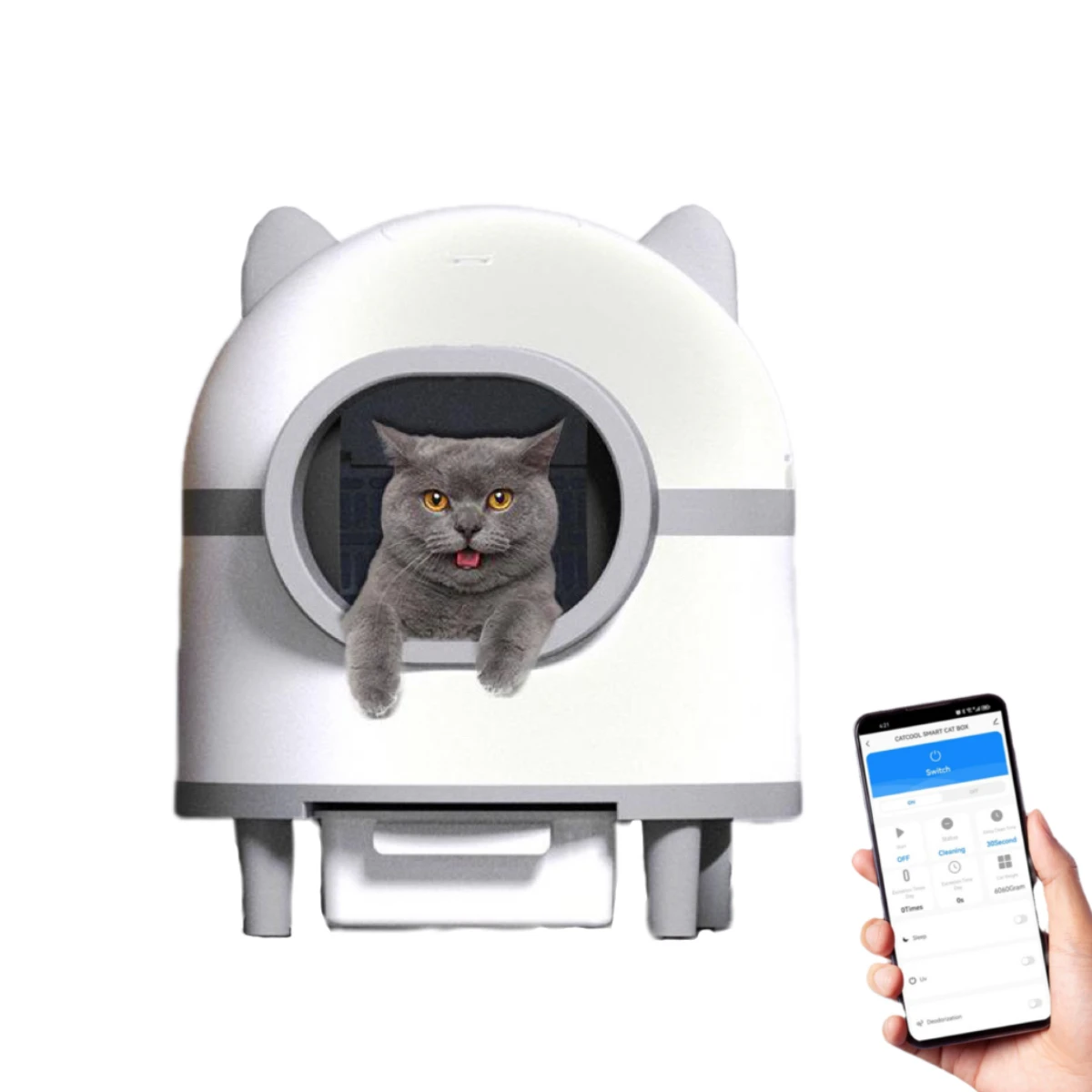 

2026 New Fashion Design High Quality Luxury Low Noise Smart APP Automatic Cleaning Kitty Litter Box Cat Toilet Litter