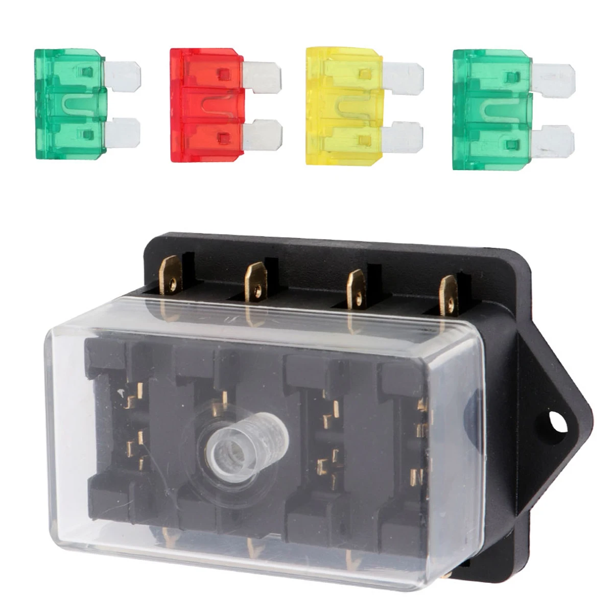 

LED Illuminated Fuse Box Holder Block with 10A / 20A / 30A / 30A 4 for Automotive Boat Marine Car Van