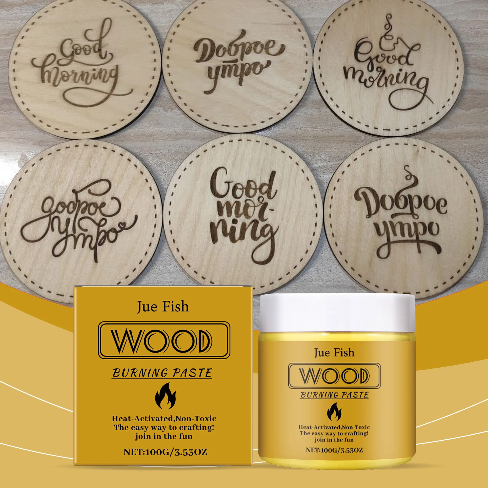 

JUE-FISH Wood Burning Gel Quickly Seting up Wooden Crafts Painting Crafting Drawing DIY Wooden Crafts Wood Heat Activated Paste