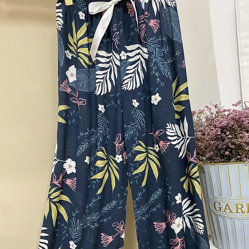 Pajama Pants Summer Cotton Silk Thin Japan Wide-legged Pants Home Loose Casual Comfortable Premium  High-quality Affordable Soft