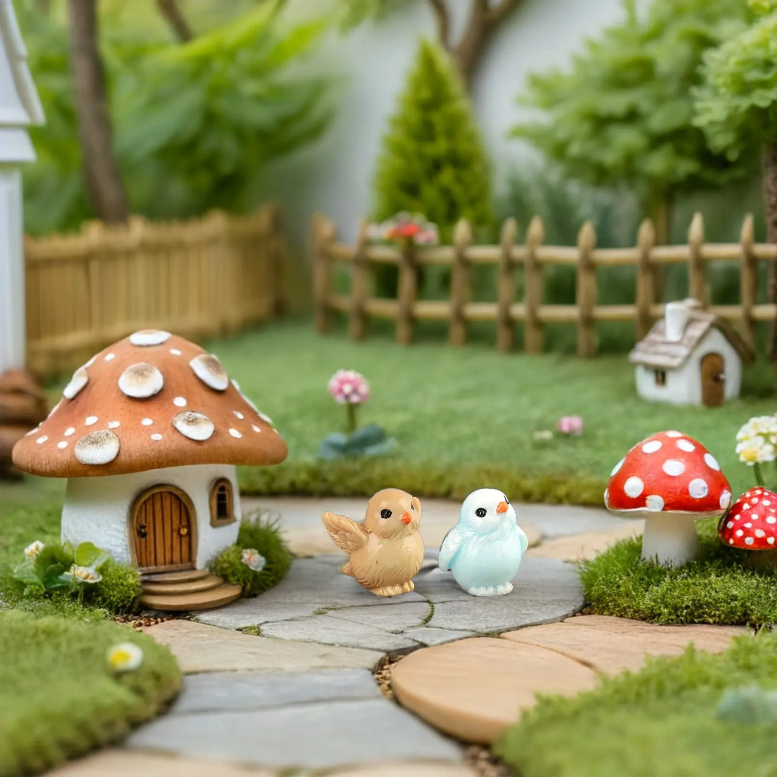 20Pcs Mini Resin Parrot Figurines Whimsical Colorful Small Bird Statues for Fairy Garden Terrarium Microscaping Desk Decoration