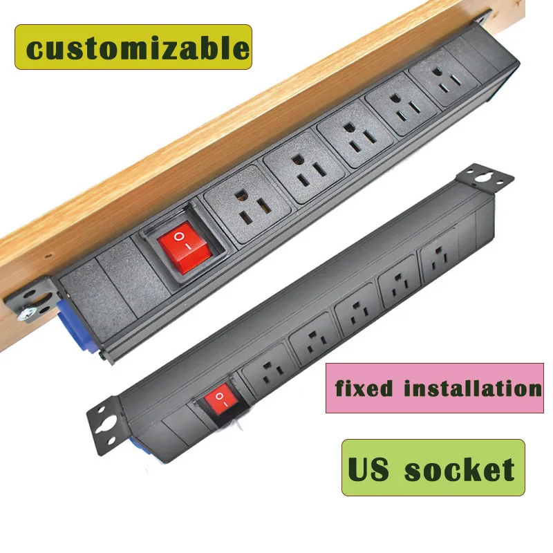 

Розетка США PDU Power Strips Стойка сетевого шкафа Корпус из алюминиевого сплава Авиационный вход/выход Без удлинительной линии