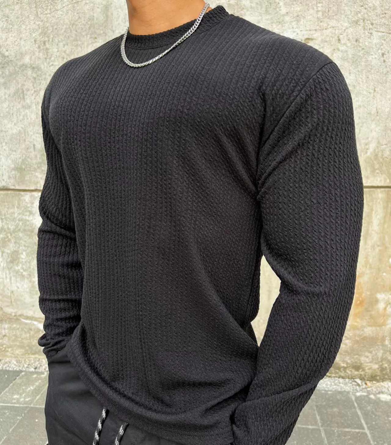 Fashion Men Long Sleeve T-shirts O-Neck Solid Casual Spring Autumn Tees Men Shirt Loose Oversized Tops Streetwear Plus Size 3XL