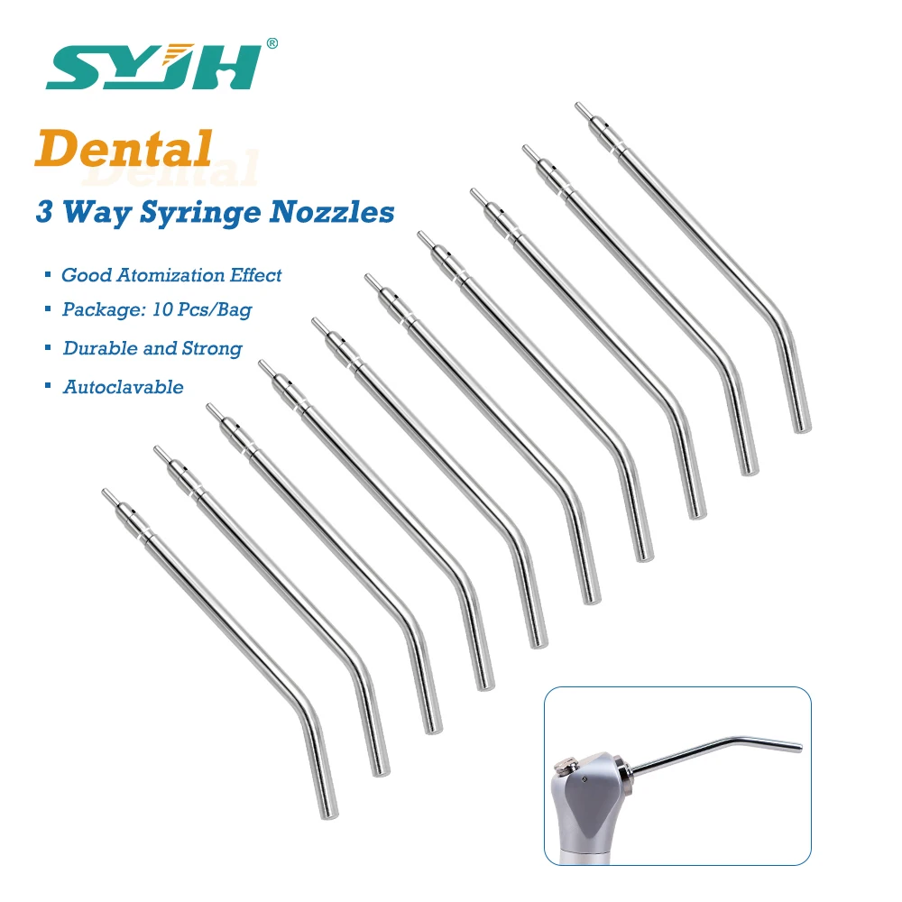 

10pcs/bag Dental 3 Way Syringe Tips Stainless Steel Syringe Spray Nozzles Tips Air Water Spray Triple Syringe Tube Dentist Tools