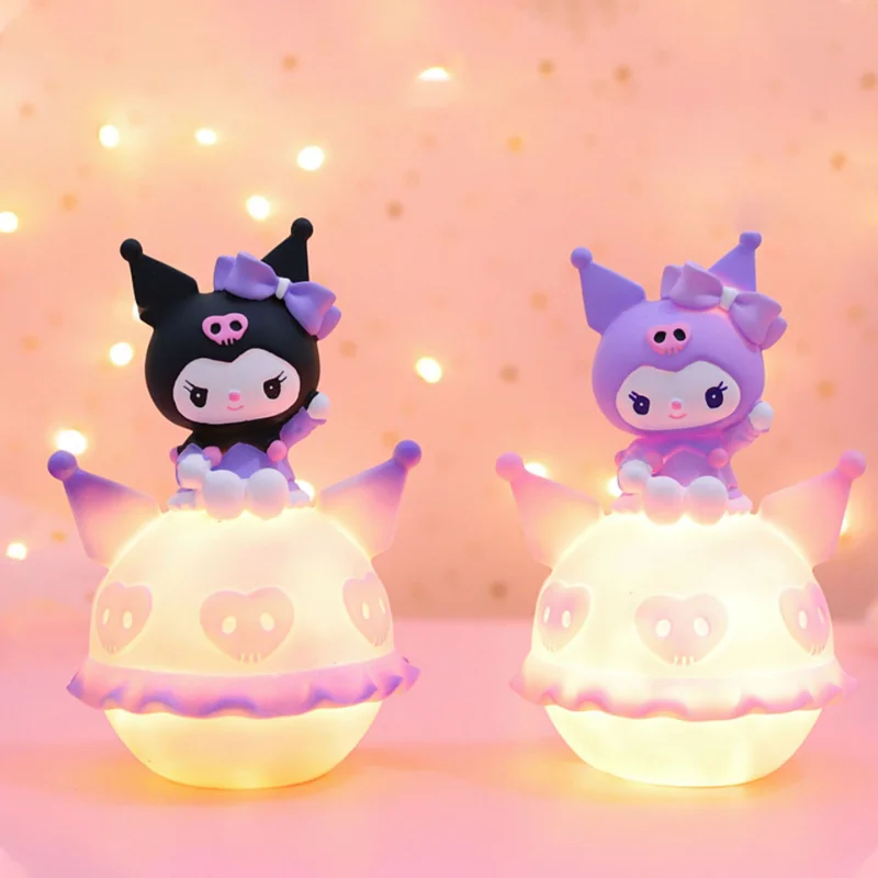 Sanrio Hello Kitty Kuromi My Melody Cinnamoroll Creative Planet Lamp Cartoon Doll LED Nightlight Friends Toys Birthday Gifts