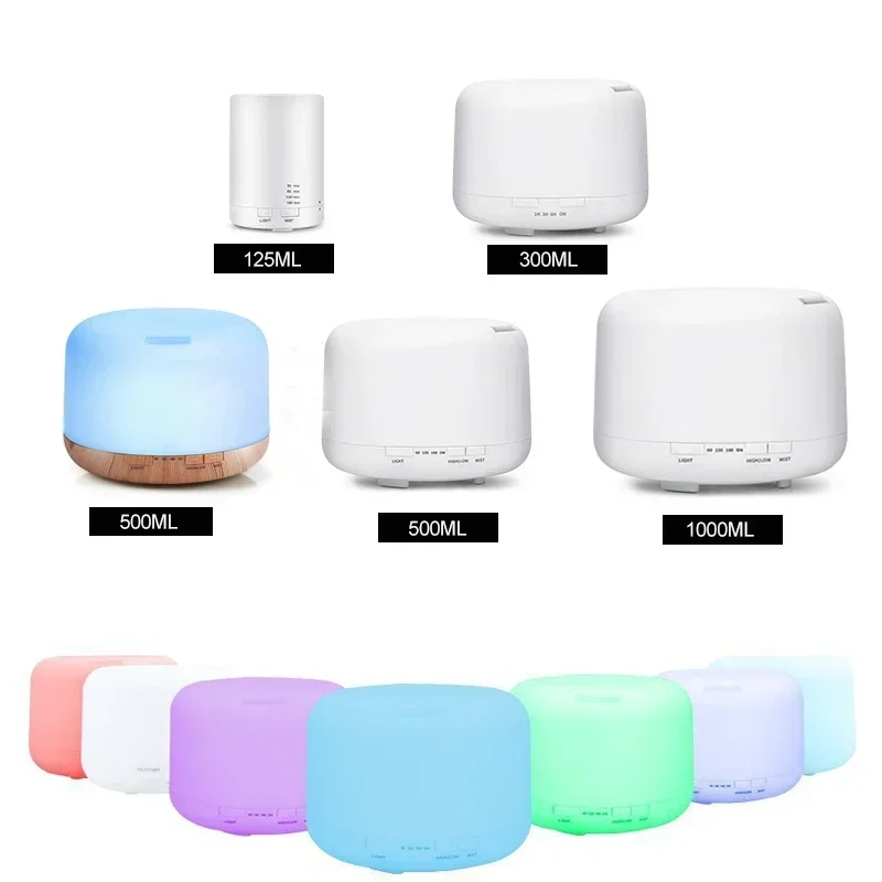 1000ML Air Aroma Diffuser Ultrasonic Humidifier Home 7 Color LED Light Electric Aromatherapy Essential Oil Aroma Diffuser